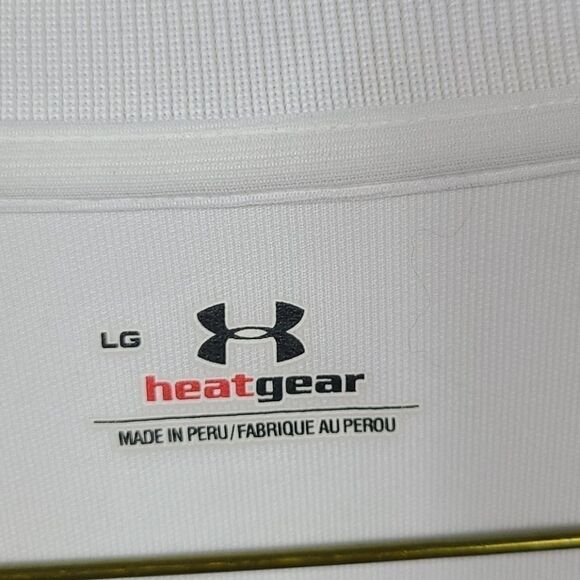 Under Armour White HeatGear Men's Polo Shirt Large Short Sleeve Jersey Knit UA - Picture 3 of 8